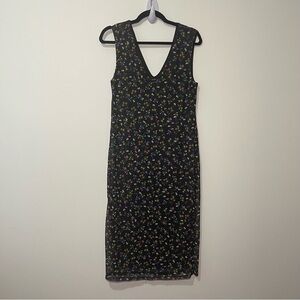 Anthropologie AFRM Black Floral Sleeveless V-Neck Midi Dress Women’s size XL